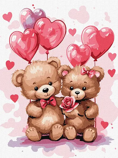 Набір для розпису по номерах Закохані ведмеді, 30x40 см, КНО6111