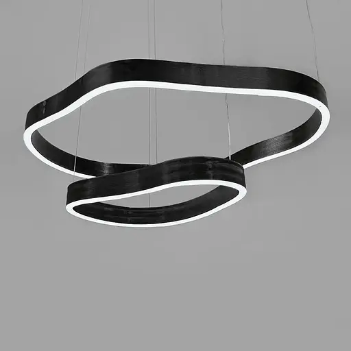 Ефектна чорна люстра на 2 яруси 65х55 см та 45х30 см | Арт. PCL006-600*400 BK | Line F - фото 1