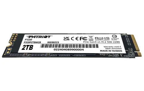 Твердотельный SSD-накопитель 2 ТБ, Patriot P320, PCI-E 3.0 x4, M.2 2280, 3D TLC, 3000/2200 МБ/с (P320P2TBM28) - фото 2
