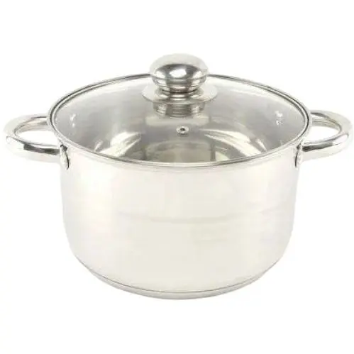 Каструля A-Plus WK-2168 з нержавіючої сталі зі скляною кришкою 5.1 л з багатошаровим дном - фото 1