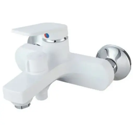 Смеситель для ванны Plamix Lucas-009 EURO SET White со шлангом, лейкой и кронштейном (PM0708) - фото 1