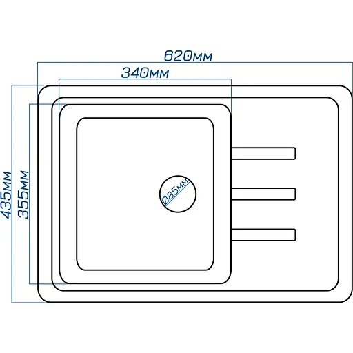 Кухонна мийка Romzha Trei 62 Seda (602) - фото 2