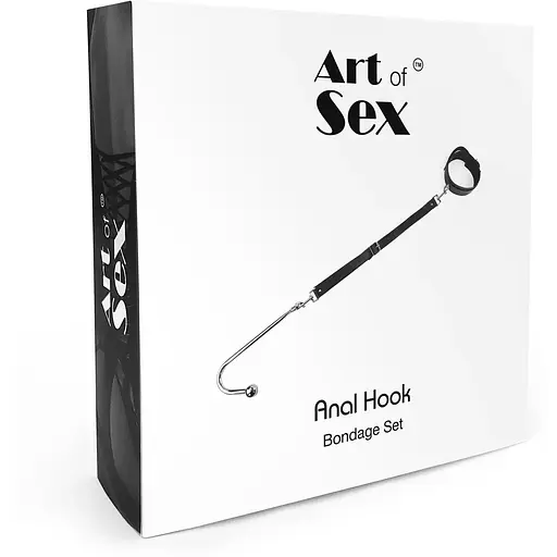 Анальний гак із нашийником з натуральної шкіри Art of Sex - Anal hook, Чорний - фото 4