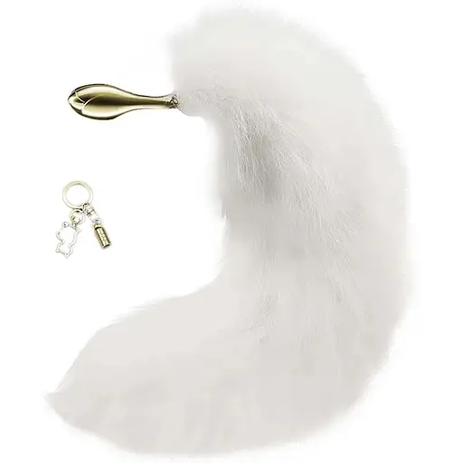 Металлическая анальная пробка Лисьий хвост Lockink Sevanda White Fox-Tail Anal Rose-shape Plug - фото 4