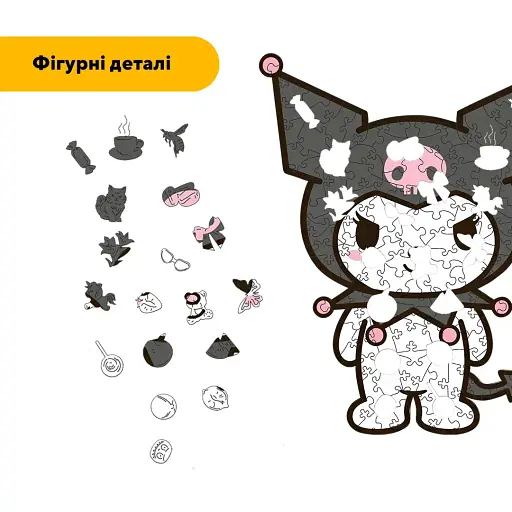 Дерев'яний фігурний пазл Куромі, А4, Картонна коробка 100 елементів - фото 3