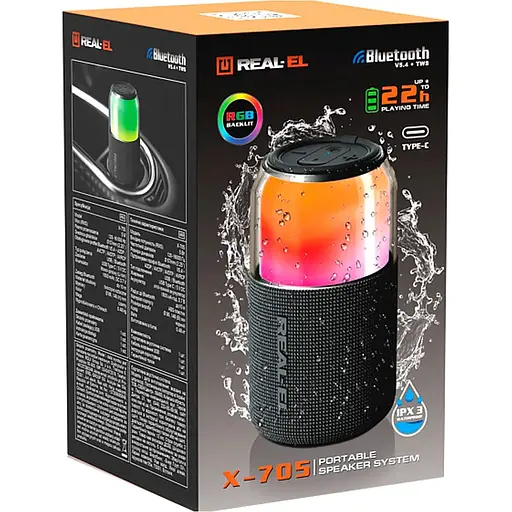 Портативная акустика Real-El X-705 Black (EL121600024) [134893] - фото 10