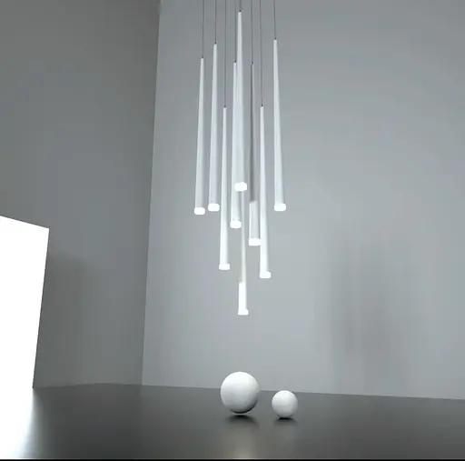 Каскадний світильник з білими підвісами Line.F Кількість ламп 12 - фото 1