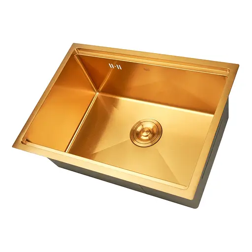 Кухонная мойка под столешницу золотая с декором нержавеющая Nett NGS-5742, Золотой - фото 2