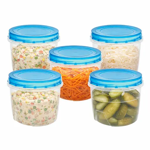 Пластиковые контейнеры для еды круглые PP 1 л с закручивающейся крышкой – набор 5 шт 88323 - фото 2