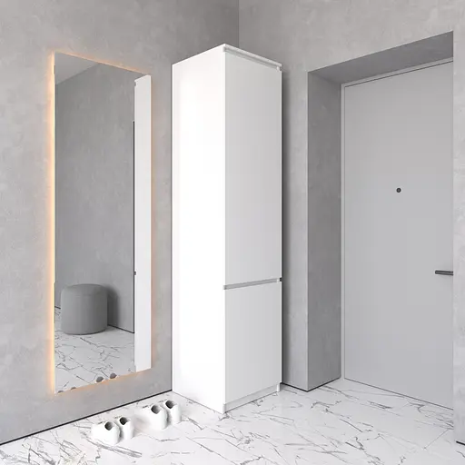 Шкаф пенал Vays R-21 Белый, с полками и штангой, без ручек, ЛДСП, 50×50×211 см - для одежды и обуви, в прихожую