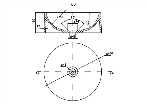 Раковина глянцева накладна Amidicon Sfera 43 з литого каменю SFERA_43_HL, Білий - фото 4