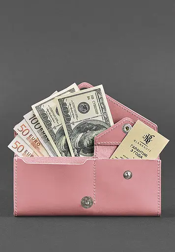 Кожаный женский кошелек Керри 1.0 розовый - фото 3