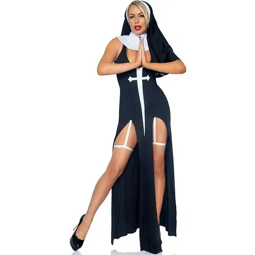 Еротичний костюм Leg Avenue Sultry Sinner Black/White L - фото 3