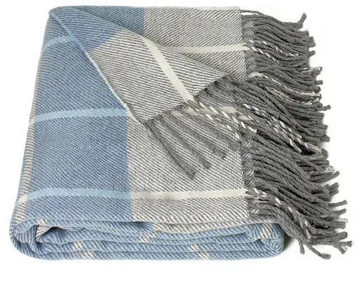 Плед хлопковый Vladi Валенсия Гарри 140х200 бел-дым-голубой - фото 1