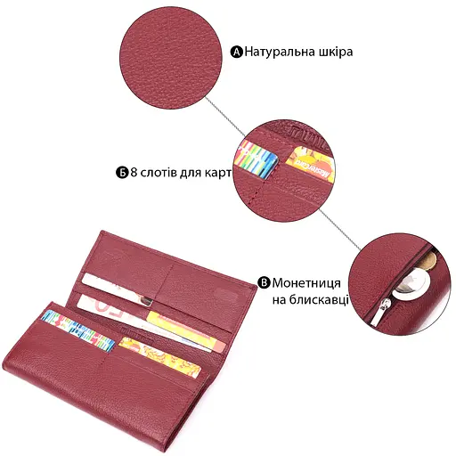 Жіночий гаманець з натуральної шкіри ST Leather 18.5х9х3 см acs0029639 - фото 4