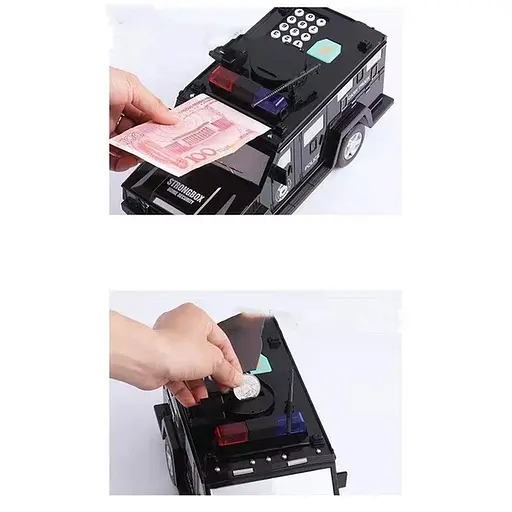 Полицейская машина Cash Truck с кодовым замком купюроприемником и отпечатком пальца Черная - фото 2