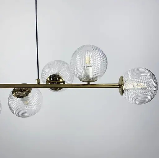 Видовжений світильник із 8 гранчастими плафонами, 130 см | Line F | Арт. Q08/8 AB - фото 3