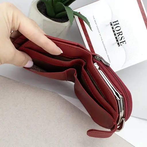 Гаманець жіночий шкіряний маленький Horse Imperial 001B червоний - фото 6