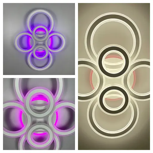 Стельова люстра на 6 кілець у білому корпусі 63×80 см | Арт. A 2763/2+2+2 RGB WT | Line F - фото 6