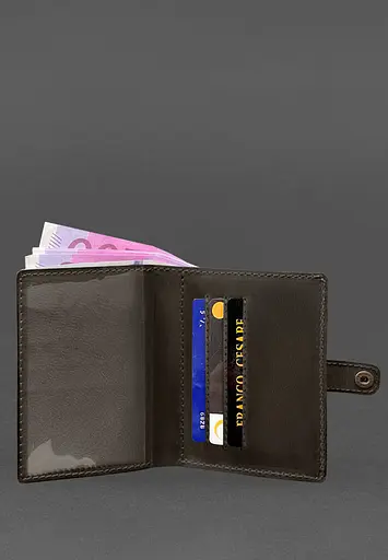 Кожаная обложка-портмоне для удостоверения офицера 11.0 темно-коричневая Crazy Horse - фото 5