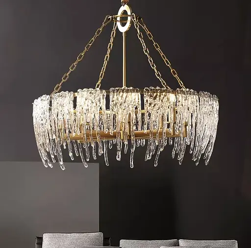 Дизайнерська люстра із прозорими скляними пластинами Ø 100 см | Line F | Арт. D1522-1000 - фото 1