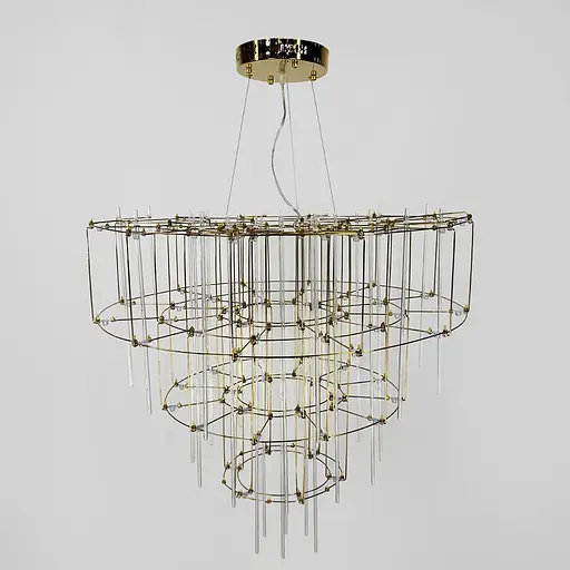 Невесомая золотая трехъярусная люстра Ø 80 см Ст. MJ205-800 Titanium | Line F - фото 5