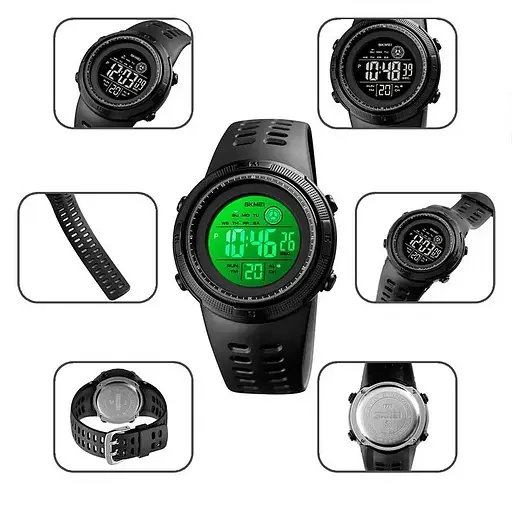 Часы детские наручные спортивные Skmei 1773 (Черный с черным) - фото 5