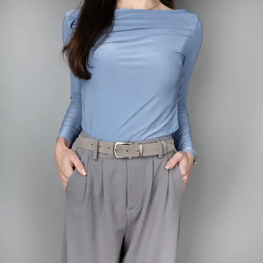 Ремінь жіночий замшевий JK-3049 сірий зі срібною пряжкою (105 см) - фото 2