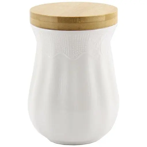 Банка для сипучих порцелянова з бамбуковою кришкою Interos 800 мл C PJ03164-L