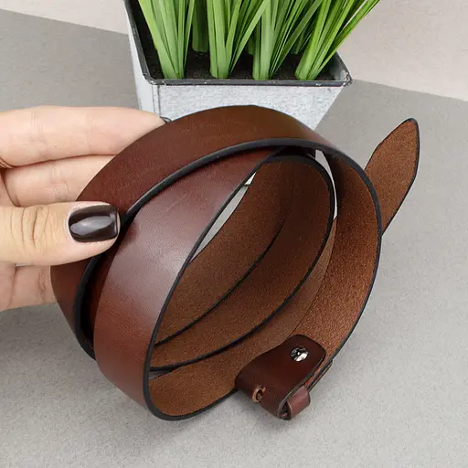 Ремінь-вузол жіночий шкіряний без пряжки SF-258 коричневий (125 см) - фото 4