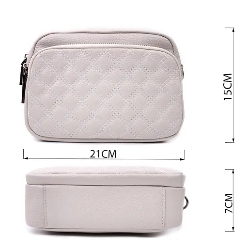 Женская сумка Vintage прошитая ромбами на лицевой стороне из натуральной кожи 21х15х7 см sum0027046 - фото 3