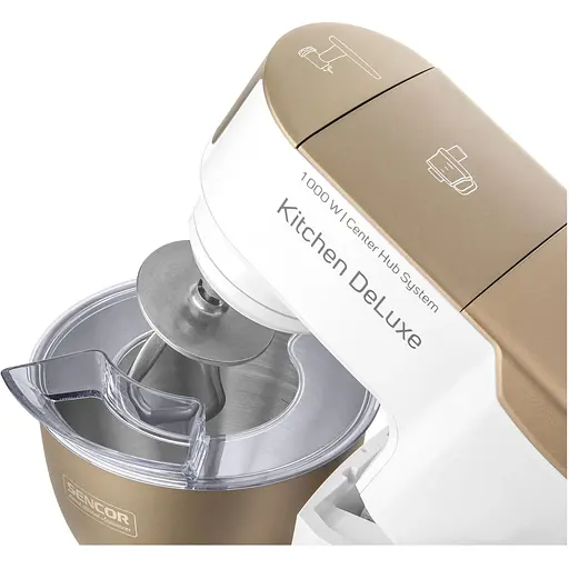 Кухонная машина Sencor 1000Вт бело-золотой. - фото 4