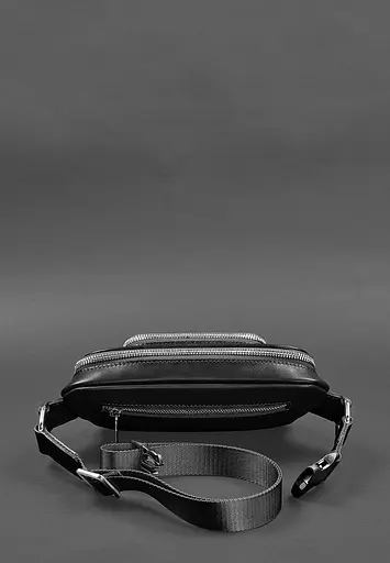 Шкіряна поясна сумка-бананка Трапеція чорна - фото 5
