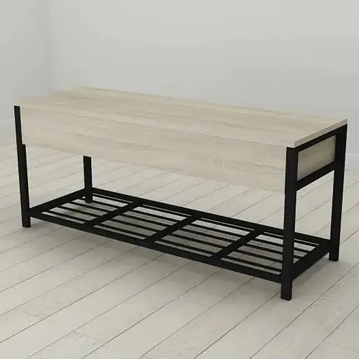 Банкетка с ящиком Ferrum-decor Дрейк 2 550x1200x400 металл Черный ДСП Сонома 16 мм (FRD-103069)