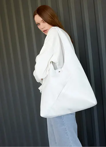 Женская сумка Sambag HOBO M белый 35 х 40 х 8 см (53200008) - фото 9