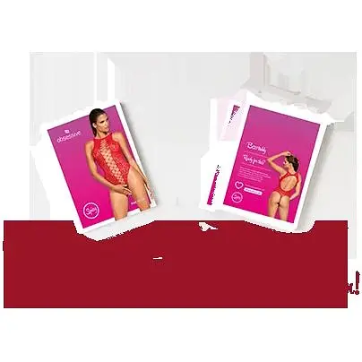 Ажурний бодістокінг із ефектом шнурівки Obsessive B120 teddy Red S/M/L - фото 7