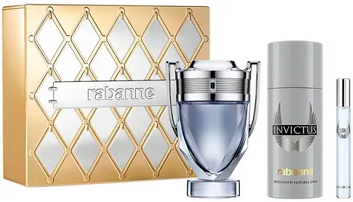 Набор Paco Rabanne Invictus 100 мл туалетная вода, 10 мл туалетная вода, 150 мл дезодорант - фото 1