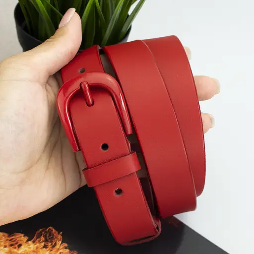 Ремень женский кожаный красный JK-2584 (110 см) - фото 4