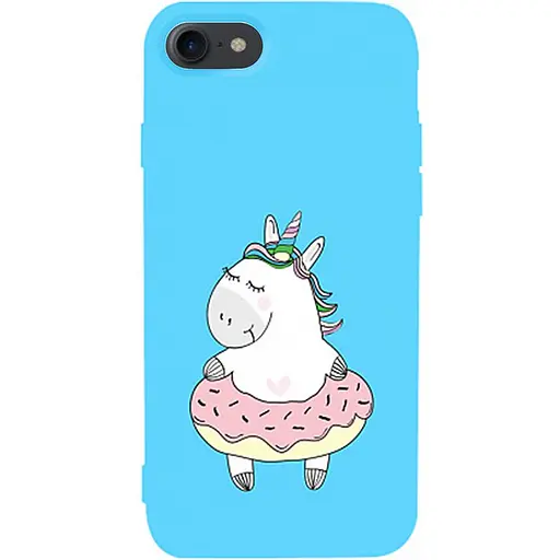 Чехол-накладка Toto Matt TPU 2 mm Print Case Apple iPhone 7/8/SE 2020 #3 Unicorn Donut Sky Blue - фото 1