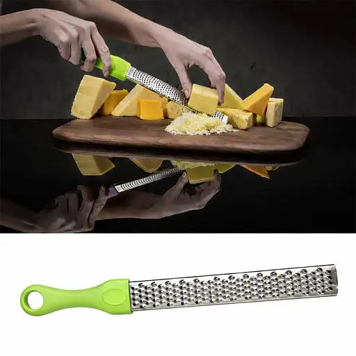 Терка кухонная ручная мелкая для сыра шоколада и цедры лимона из нержавеющей стали 27.5 см Салатовый 88227 - фото 2
