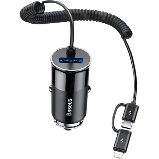 Адаптер авто Baseus Enjoy Together type-c + Lightning кабель CCALL-EL01 - фото 1