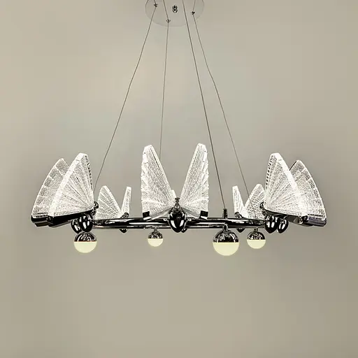 Світлодіодна люстра з 8 метеликами в срібному корпусі | Арт. CA 02/8 CH | Line F - фото 4