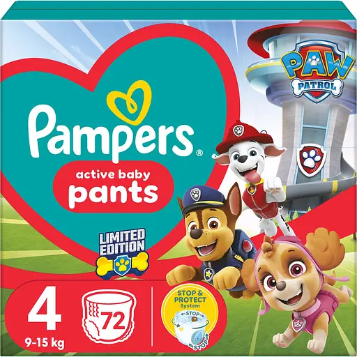 Уцінка. Підгузки-трусики Pampers Active Baby Pants Щенячий патруль 4 (9-15 кг) 72 шт.
