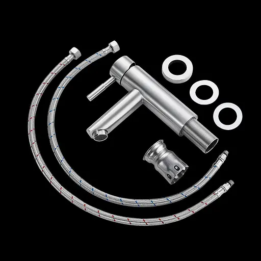 Смеситель для умывальника литой гусак Ø35 Wezer EKO1A-01 1/10 Никель - фото 5