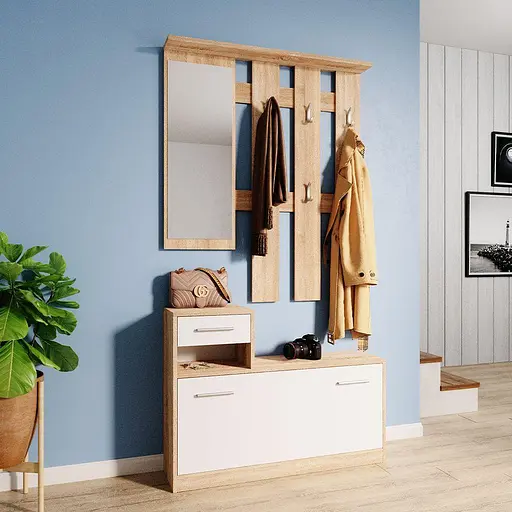 Прихожая Doros Alice Белый/Дуб Сонома 1 зеркало 100х25х182,9 (44900238) - фото 5