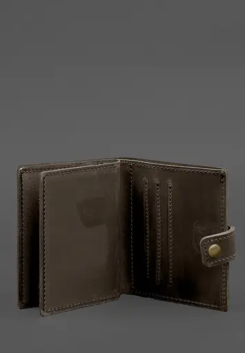 Кожаная обложка-портмоне для удостоверения офицера ГНСУ 11.2 темно-коричневая Crazy Horse - фото 4