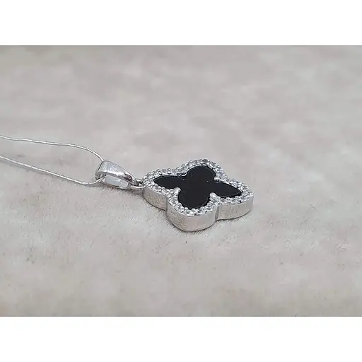 Золотая подвеска Платон Клевер с агатом. 3П180/67Б - фото 2