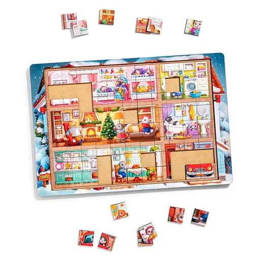 Пазл дитячий деревяний Котячий будинок (ПСД249) PSD249, 176 елементів - фото 6