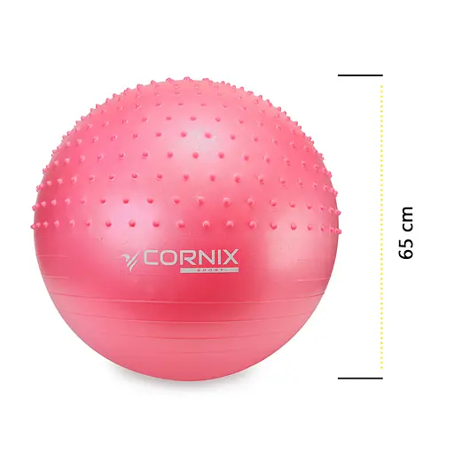 Мяч для фитнеса (фитбол) Cornix 65 см полумассажный Anti-Burst Pink XR-0477 - фото 4
