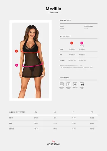 Пеньюар Obsessive Medilla chemise & thong XL/2XL - фото 5